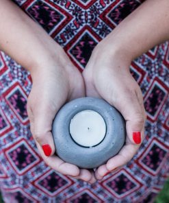 Gray concrete tealight holder home and garden decoration