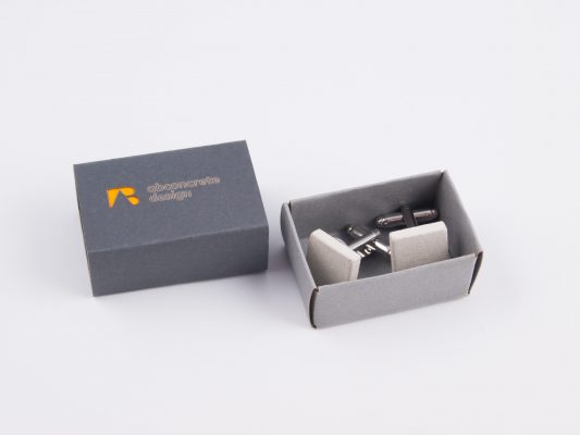 Concrete cufflinks for business partners with custom made giftbox