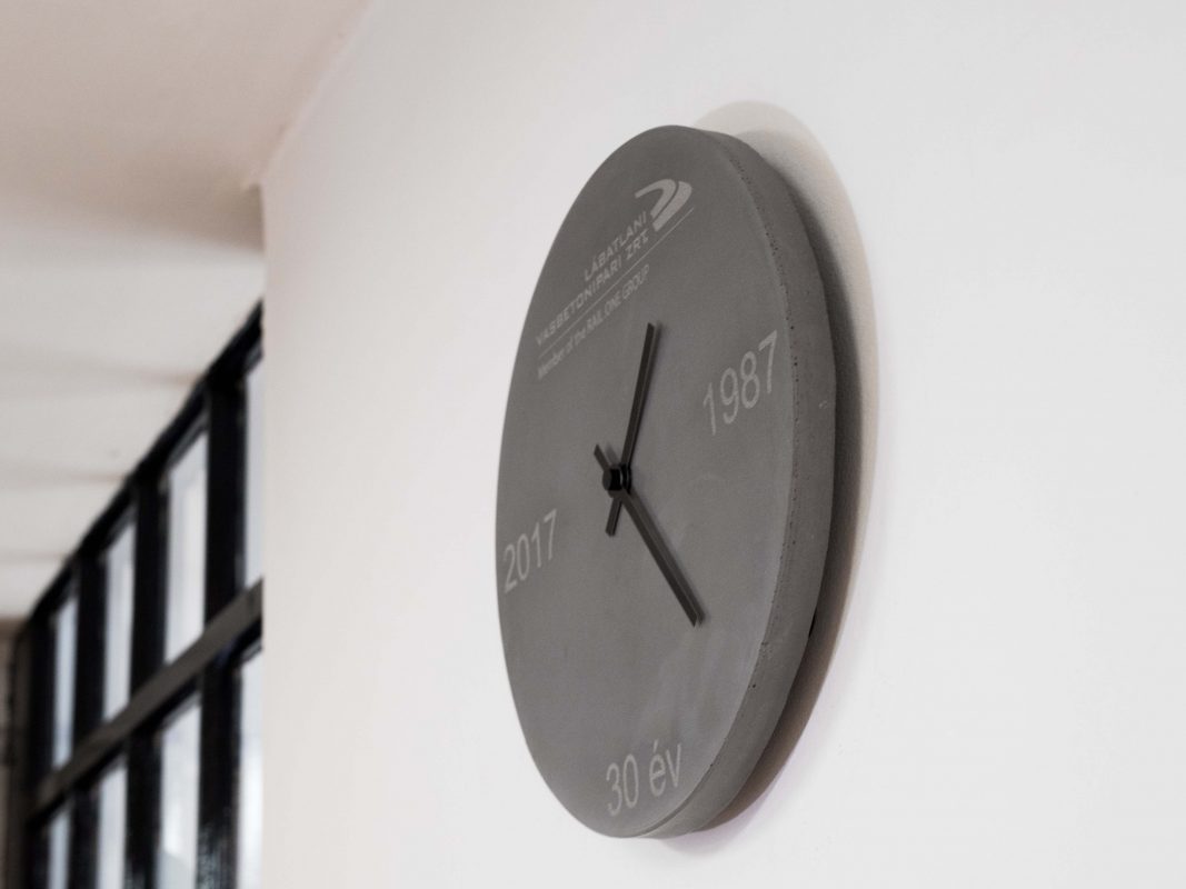 Concrete wallclock as retirement gift for concrete technologist after 30 years