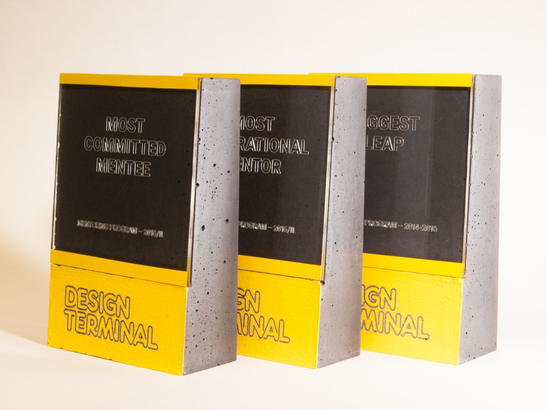 Custom made awards for Design Terminal's mentoring programme winners