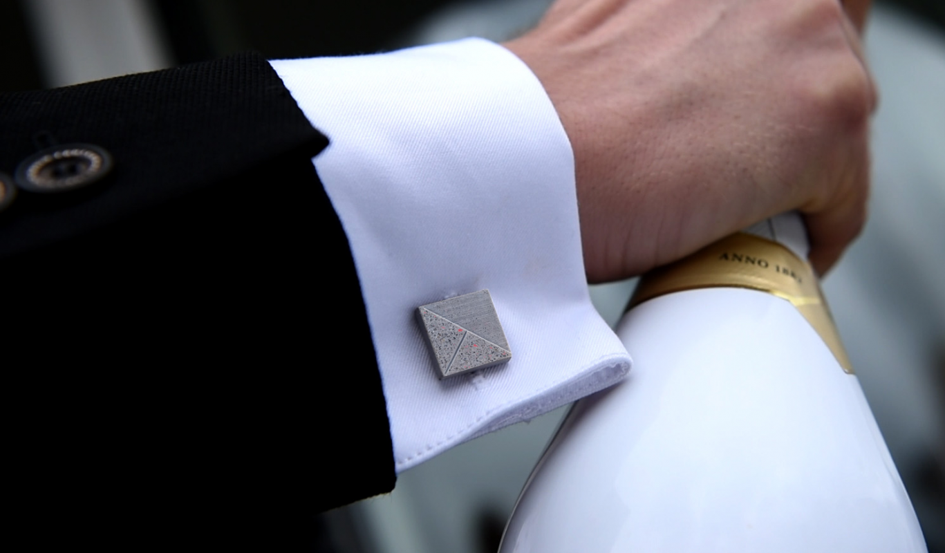 Cool designer cufflink made of concrete