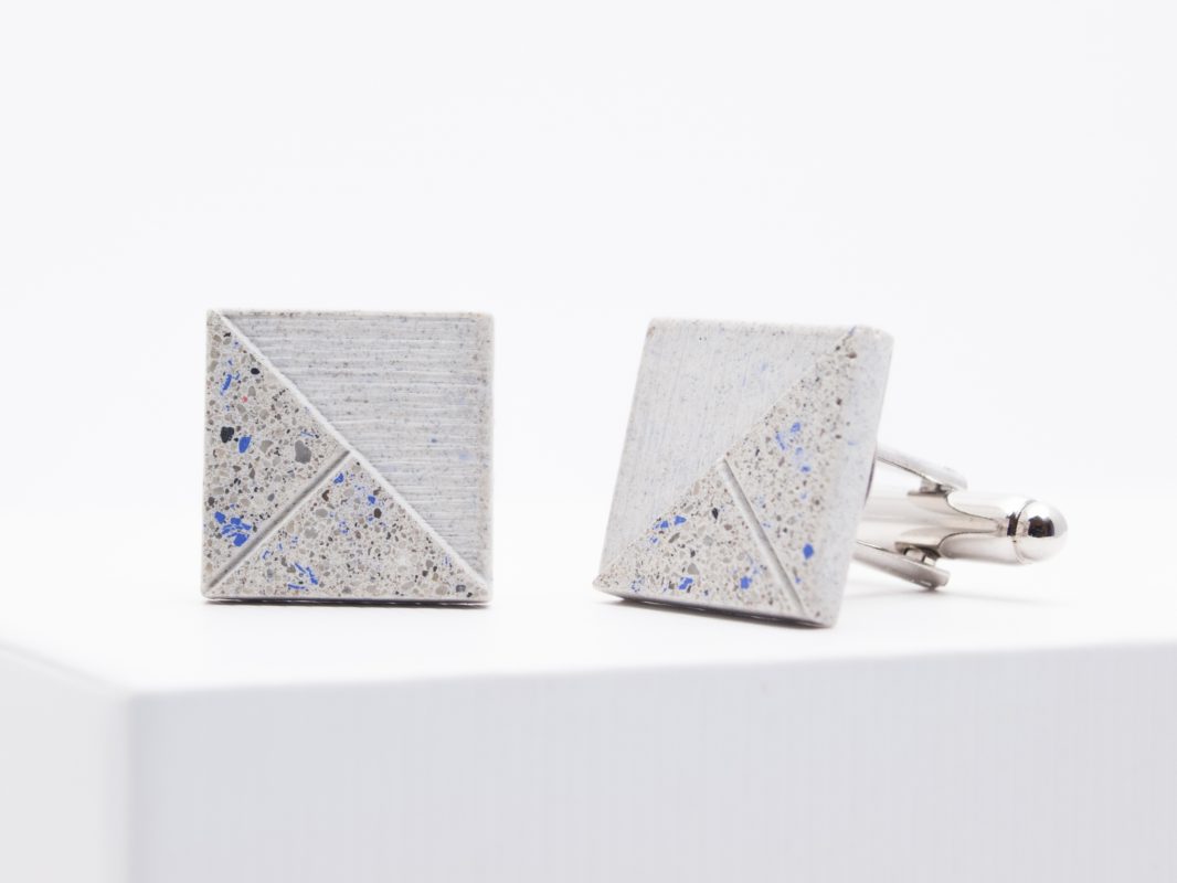 Concrete Cufflinks terazzo blue-white DELTA