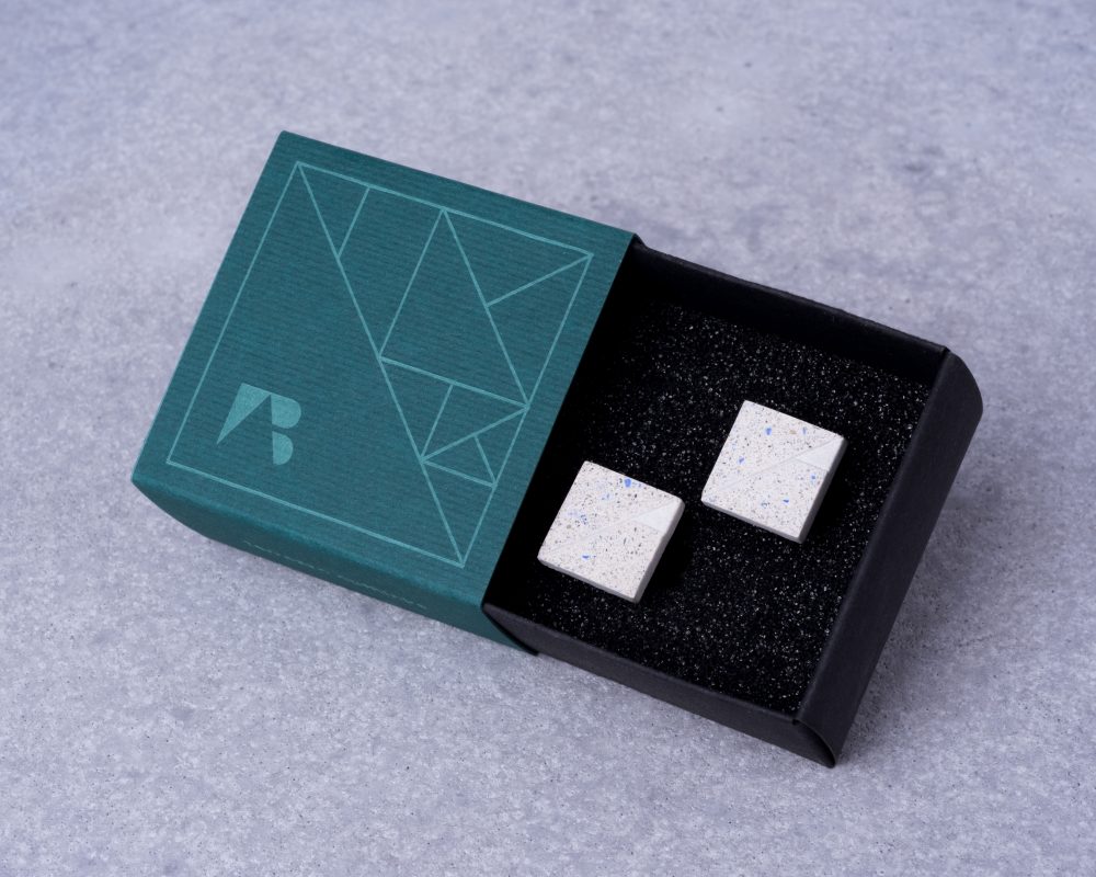 Cool designer cufflinks with unique cardboard giftbox