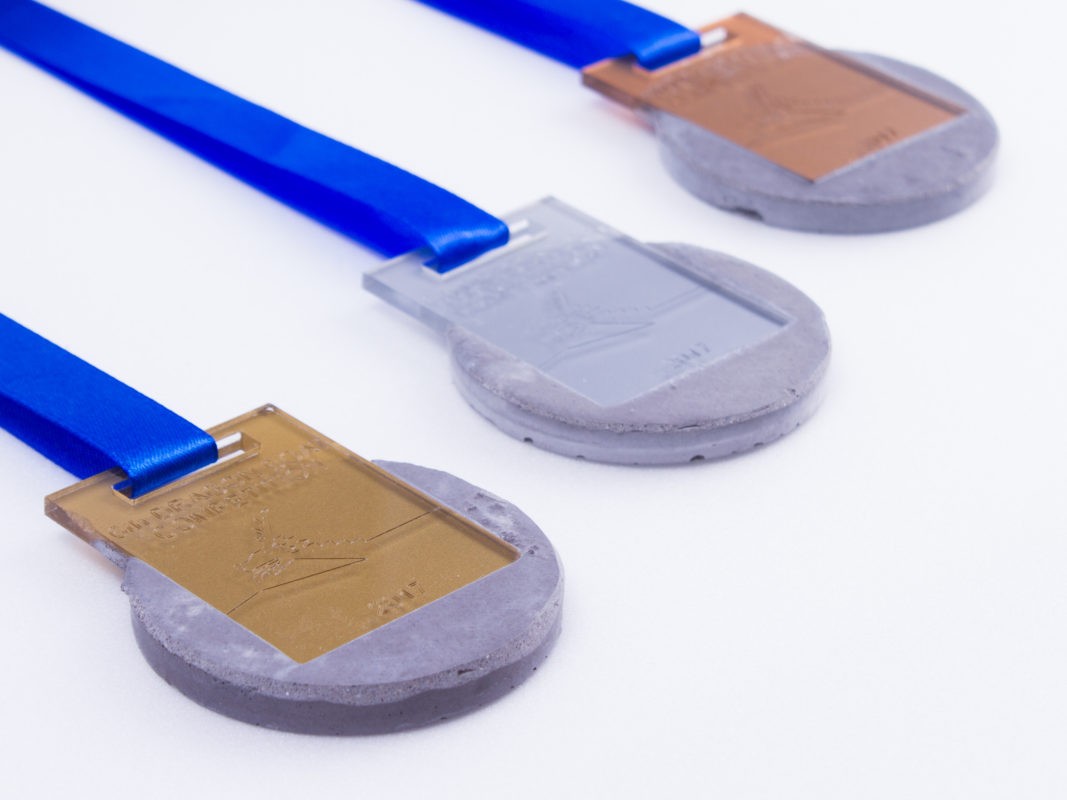 Concrete medals for winners of dragon boat award