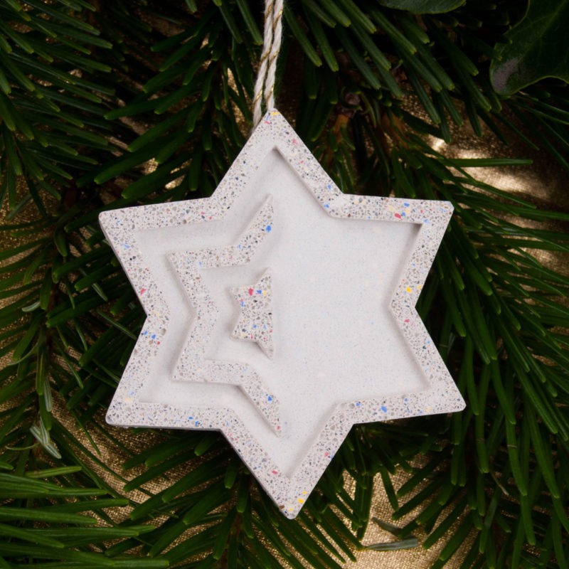 Christmas tree ornament star from concrete