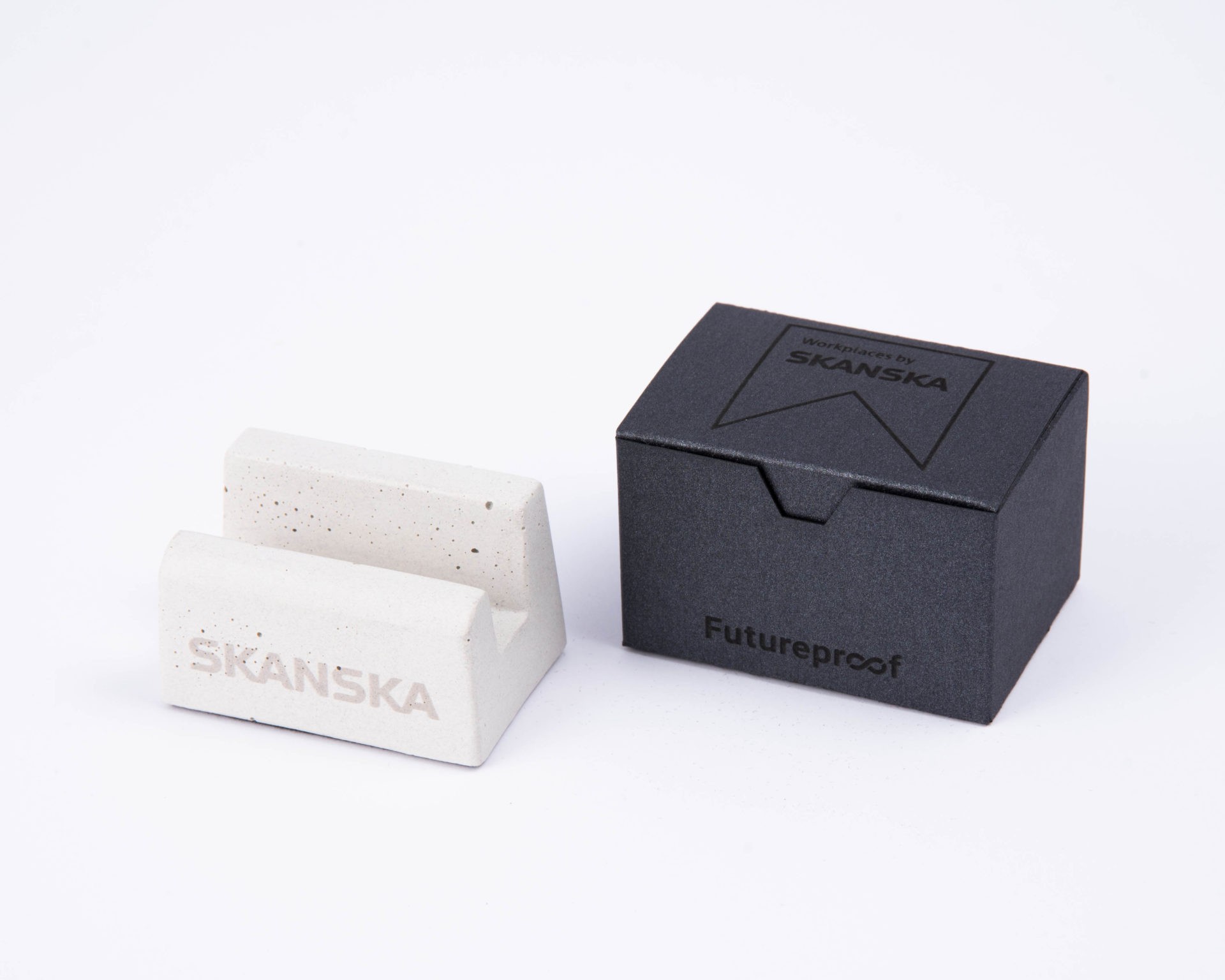 Personalized concrete corporate gift for Skanska