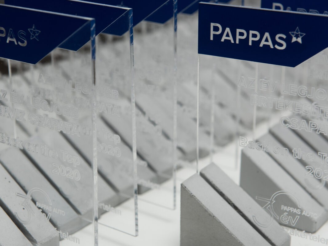 concrete glass trophy for pappas