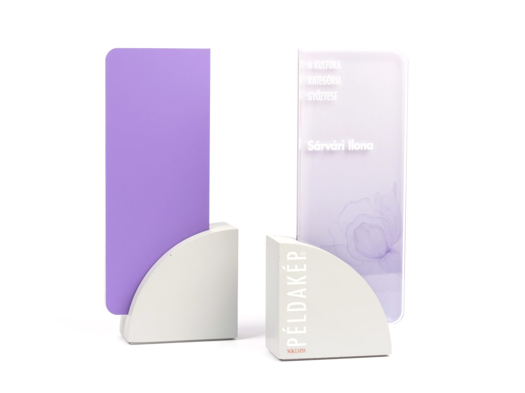 custom-design concrete awards with acrylic plaque