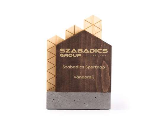 wood concrete trophy for company event